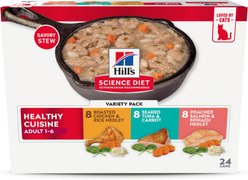 Hill's Science Diet Adult Healthy Cuisine Chicken, Tuna & Salmon Medley Variety Pack Wet Cat Food, 2.8-oz Can, 24 count