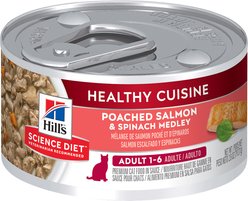 Hill's Science Diet Adult Healthy Cuisine Poached Salmon & Spinach Medley Wet Cat Food, 2.8-oz can, case of 4