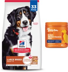 Hill's Science Diet Adult Large Breed Lamb Meal & Brown Rice Dry Food + Zesty Paws 8-in-1 Multivitamin Bites Chicken Flavor Dog Supplement