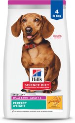 Hill's Science Diet Adult Perfect Weight Small & Mini Chicken & Brown Rice Recipe Dog Food, 4-lb bag