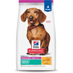 Hill's Science Diet Adult Perfect Weight Small & Mini Chicken & Brown Rice Recipe Dog Food, 4-lb bag