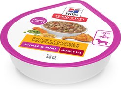 Hill's Science Diet Adult Small Breed & Mini Breed Savory Stew Chicken & Vegetable Wet Dog Food Trays, 3.5-oz, case of 4