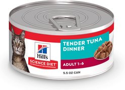 Hill's Science Diet Adult Tender Tuna Dinner Wet Cat Food, 5.5-oz can, case of 4