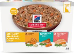 Hill's Science Diet Adult Urinary & Hairball Control Chicken, Tuna & Salmon Variety Pack Wet Cat Food, 2.9-oz Can, 24 count