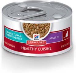 Hill's Science Diet Senior Adult 11+ Healthy Cuisine Seared Tuna & Carrot Medley Wet Cat Food, 2.8-oz can, case of 4