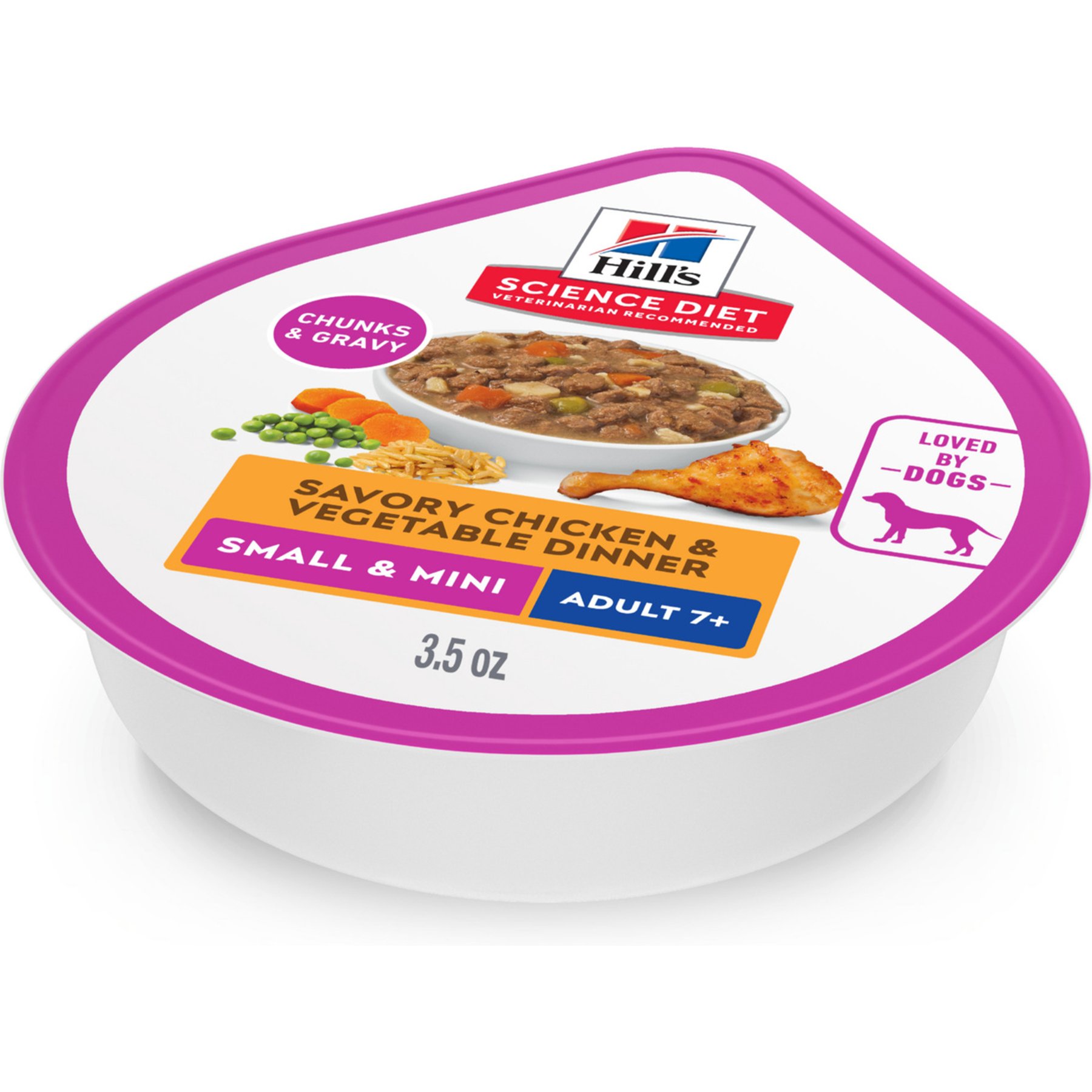Hill's Science Diet Senior Adult 7+ Small Breed & Mini Breed Savory Chicken & Vegetable Stew Dog Food Trays, 3.5-oz, case of 4