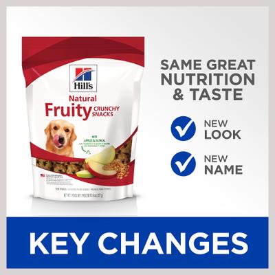 Show full view: Hill's Natural Fruity Snacks with Apples & Oatmeal Crunchy Dog Treats, 8-oz bag slide 3 of 12