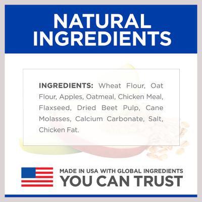 Show full view: Hill's Natural Fruity Snacks with Apples & Oatmeal Crunchy Dog Treats, 8-oz bag slide 4 of 12