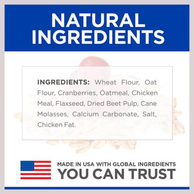 Show full view: Hill's Natural Fruity Snacks with Cranberries & Oatmeal Crunchy Dog Treats, 8-oz bag slide 4 of 10