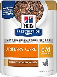 Hill's Prescription Diet c/d Multicare Feline Chicken, Vegetables & Rice Stew Wet Cat Food, 2.8-oz pouch, case of 24