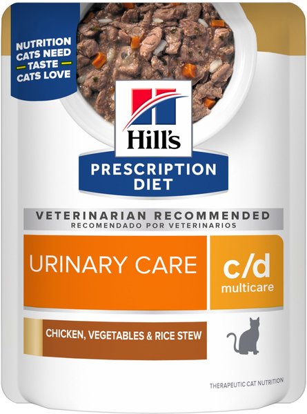 Hill's Prescription Diet c/d Multicare Feline Chicken, Vegetables & Rice Stew Wet Cat Food, 2.8-oz pouch, case of 24