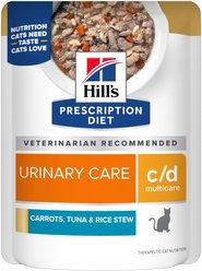 Hill's Prescription Diet c/d Multicare Feline Vegetable, Tuna & Rice Stew Wet Cat Food, 2.8-oz pouch, case of 24