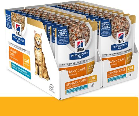 Show full view: Hill's Prescription Diet c/d Multicare Feline Vegetable, Tuna & Rice Stew Wet Cat Food, 2.8-oz pouch, case of 24 slide 3 of 11
