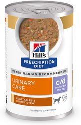 Hill's Prescription Diet c/d Multicare Low Fat Adult Urinary Care Vegetables & Turkey Stew Wet Dog Food, 12.5-oz can, 12 count