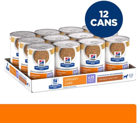 Show full view: Hill's Prescription Diet c/d Multicare Low Fat Adult Urinary Care Vegetables & Turkey Stew Wet Dog Food, 12.5-oz can, 12 count slide 3 of 11