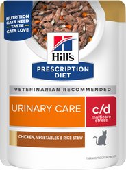 Hill's Prescription Diet c/d Multicare Stress Feline Chicken, Vegetables & Rice Stew Wet Cat Food, 2.8-oz pouch, case of 24