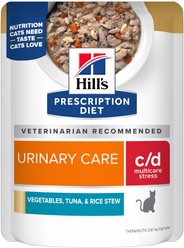 Hill's Prescription Diet c/d Multicare Stress Feline Vegetables, Tuna, & Rice Stew Wet Cat Food, 2.8-oz pouch, case of 24