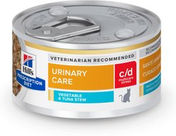 Hill's Prescription Diet c/d Multicare Stress Urinary Care Vegetable & Tuna Stew Wet Cat Food, 2.9-oz can, 24 count