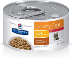 Hill's Prescription Diet c/d Multicare Urinary Care Stress Chicken & Vegetable Stew Wet Cat Food, 2.9-oz, case of 96
