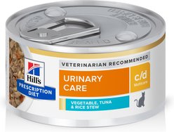 Hill's Prescription Diet c/d Multicare Urinary Care Vegetable, Tuna & Rice Stew Wet Cat Food, 2.9-oz, case of 24