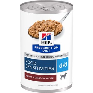Hill's Prescription Diet d/d Potato & Venison Recipe Wet Dog Food, 13-oz can, case of 12