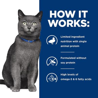 Show full view: Hill's Prescription Diet d/d Skin/Food Sensitivities Duck & Green Pea Dry Cat Food, 3.5-lb bag slide 7 of 13