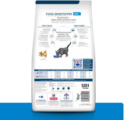 Show full view: Hill's Prescription Diet d/d Skin/Food Sensitivities Duck & Green Pea Dry Cat Food, 8.5-lb bag slide 3 of 12