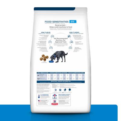 Show full view: Hill's Prescription Diet d/d Skin/Food Sensitivities Potato & Salmon Recipe Dry Dog Food, 17.6-lb bag slide 3 of 13
