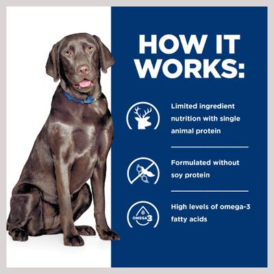 Show full view: Hill's Prescription Diet d/d Skin/Food Sensitivities Potato & Venison Dry Dog Food, 25-lb bag slide 7 of 13