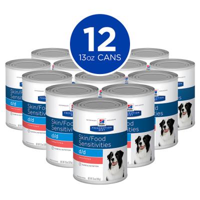 Show full view: Hill's Prescription Diet d/d Skin/Food Sensitivities Salmon Formula Canned Dog Food, 13-oz, case of 12, bundle of 2 slide 3 of 13