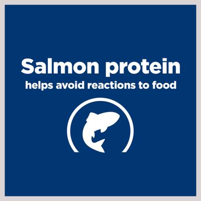Show full view: Hill's Prescription Diet d/d Skin/Food Sensitivities Salmon Formula Wet Dog Food, 13-oz can, case of 12 slide 4 of 13