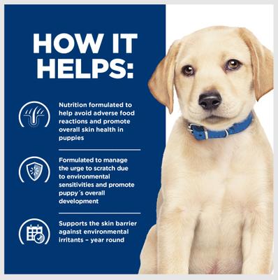 Show full view: Hill's Prescription Diet Derm Complete Puppy Environmental/Food Sensitivities Rice & Egg Recipe Dry Dog Food, 14.3-lb bag slide 7 of 11