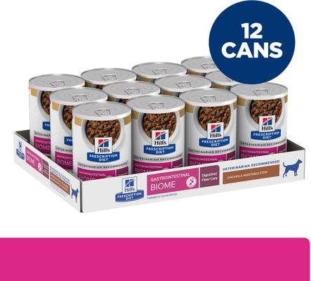 Show full view: Hill's Prescription Diet Gastrointestinal Biome Chicken & Vegetable Stew Wet Dog Food, 12.5-oz, case of 12 slide 10 of 13