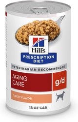 Hill's Prescription Diet g/d Aging Care Turkey Flavor Wet Senior Dog Food, 13-oz, case of 12