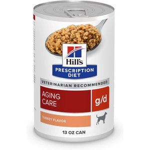 Hill's Prescription Diet g/d Aging Care Turkey Flavor Wet Senior Dog Food, 13-oz, case of 12