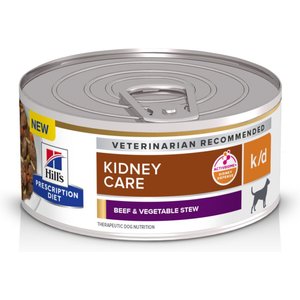 Hill's Prescription Diet k/d Kidney Care Beef & Vegetable Stew Wet Dog Food, 5.5-oz can, case of 24