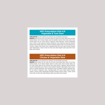 Show full view: Hill's Prescription Diet k/d Kidney Care Stew Variety Pack Wet Cat Food, 2.9-oz can, case of 24 slide 6 of 11