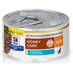 Hill's Prescription Diet k/d Kidney Care Vegetable & Tuna Stew Wet Cat Food, 2.9-oz, case of 24