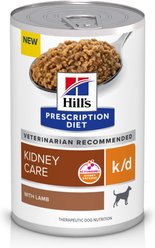 Hill's Prescription Diet k/d Kidney Care with Lamb Wet Dog Food, 13-oz can, case of 12