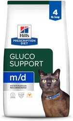 Hill's Prescription Diet m/d GlucoSupport Chicken Flavor Dry Cat Food, 4-lb bag