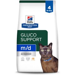 Hill's Prescription Diet m/d GlucoSupport Chicken Flavor Dry Cat Food, 4-lb bag