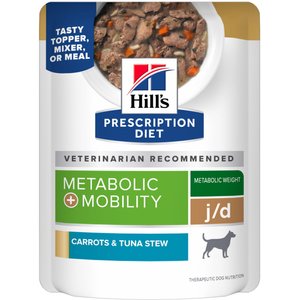 Hill's Prescription Diet Metabolic +j/d Carrot & Tuna Stew Wet Dog Food, 2.8-oz pouch, case of 24
