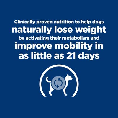 Show full view: Hill's Prescription Diet Metabolic + Mobility Weight & Joint Care Vegetable & Tuna Stew Wet Dog Food, 12.5-oz can, case of 12 slide 4 of 14