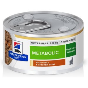 Hill's Prescription Diet Metabolic Weight Management Vegetable & Chicken Stew Wet Cat Food, 2.9-oz can, case of 24
