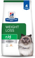 Hill's Prescription Diet r/d Weight Reduction/Management Chicken Flavor Dry Cat Food, 4-lb bag