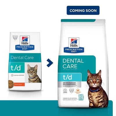 Show full view: Hill's Prescription Diet t/d Dental Care Chicken Flavor Dry Cat Food, 8.5-lb bag slide 3 of 13