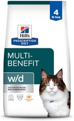 Hill's Prescription Diet w/d Multi-Benefit with Chicken Dry Cat Food, 4-lb bag