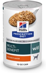 Hill's Prescription Diet w/d Multi-Benefit with Chicken Wet Dog Food, 13-oz, case of 12