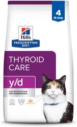Hill's Prescription Diet y/d Thyroid Care Original Flavor Dry Cat Food, 4-lb bag