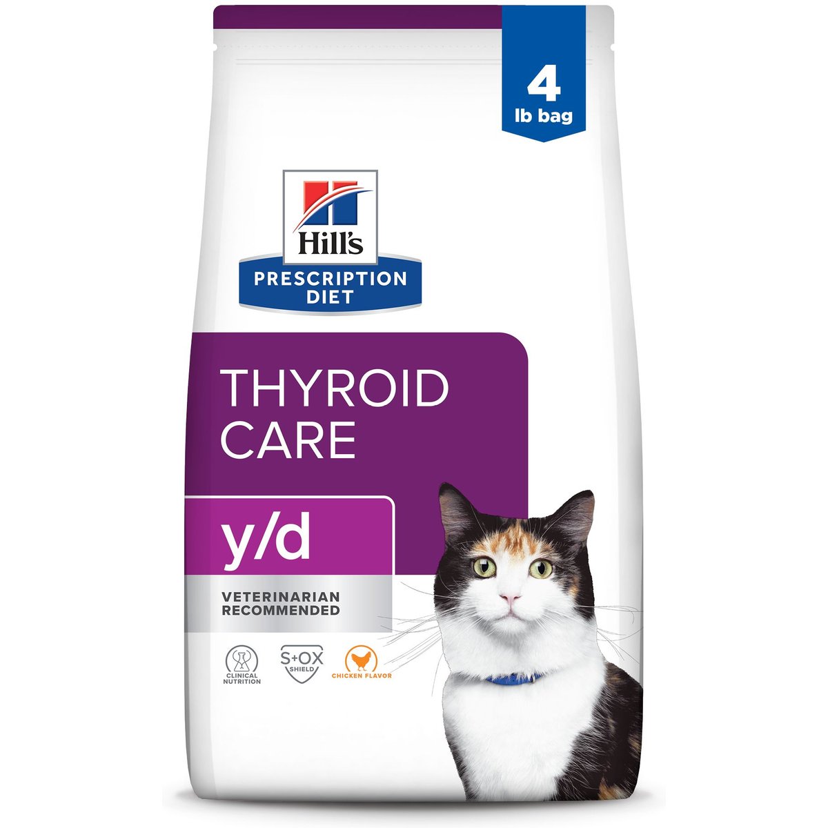 Hill's Prescription Diet y/d Feline Thyroid Health Dry Cat Food, 4-lb